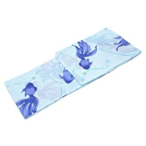浴衣 レディース 単品 bonheur saisons ボヌールセゾン 水色 ブルー 金魚 縞 ラメ 綿 女性用