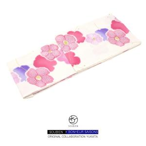 SOUBIEN（創美苑） 浴衣 レディース 単品 そしてゆめ 白 小紋 更紗調