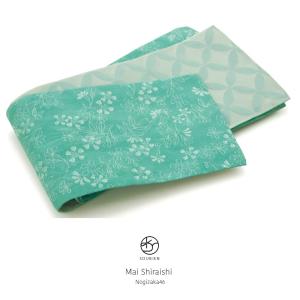 浴衣 帯 半幅帯 黄緑 イエローグリーン 麻の葉 半巾帯 細帯 単衣 女性