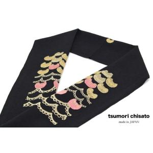 SOUBIEN（創美苑） 半襟 刺繍 半衿 黒 ブラック 笠地蔵 昔話 伽話 童話