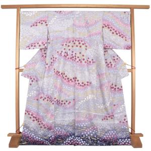 訪問着 袷 紫 桜色 絵羽文様 絵羽柄 辻が花 辻ヶ花 沙羅双樹 夏 訪問着 袷 紫 桜色 絵羽文様 絵羽柄 辻が花 辻ヶ花 沙羅双樹 夏