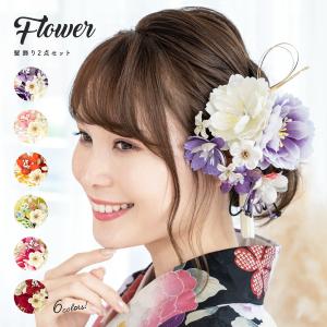 SOUBIEN（創美苑） 髪飾り つまみ細工 薄紫色 パープル 白 ホワイト 桜