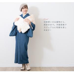 デニム 着物 洗える着物 単衣 青 ブルー 無...の詳細画像2