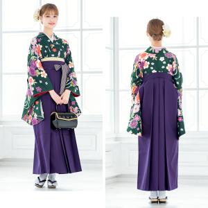 レンタル 卒業式 袴 女性 袴セット 深緑 グ...の詳細画像1