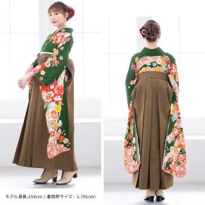 レンタル 卒業式 袴 女性 袴セット 緑 グリ...の詳細画像1