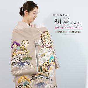 レンタル 産着 お宮参り 男の子 フルセット 竜頭兜 松竹梅 ベージュ 掛け着 産着セット うぶぎ 祝着 子供着物 赤ちゃん 祝い着 帽子セット よだれかけ 創美苑｜きもの館 創美苑