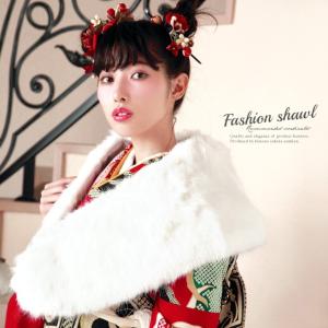 SOUBIEN（創美苑） ショール 黒 リボン ラビット レッキス ファー