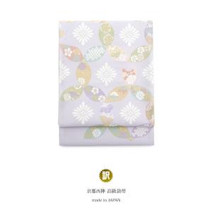 未仕立て】袋帯 黒茶色 ダークブラウン 鉄線花 百合 葵 辻ヶ花 ふくれ