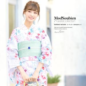 SOUBIEN（創美苑） 浴衣 レディース 単品 そしてゆめ 白 小紋 更紗調