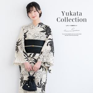 浴衣 セット レディース 浴衣セット 半幅帯 2025新作 3点セット 簡単 涼しい 黒 ベージュ 菊 レトロ 花柄 綿麻 大人 帯 下駄 S フリー 送料無料