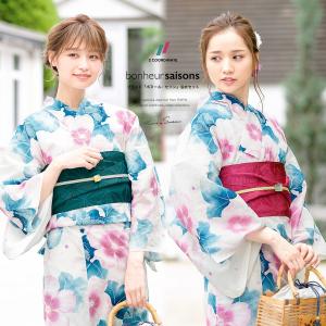 【浴衣】朝顔の花模様 白地に薄紫の縞 普段着 木綿 祭りやお稽古着に7US6 白と薄紫×朝顔／レディース浴衣 | 宅配着物レンタルの京都かしきもの