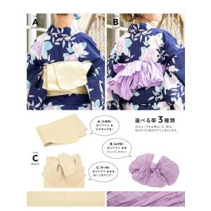 浴衣 レディース セット レトロ 作り帯 3点...の詳細画像3