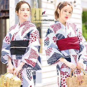 浴衣セット 40代 3点セット（浴衣/帯/下駄） 白系