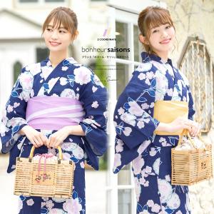 新作 浴衣ジェンヌ 浴衣単品 紺地 濃紺 菖蒲 あやめ 下駄 半幅帯 新作
