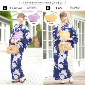 浴衣 レディース セット レトロ 作り帯 3点...の詳細画像1