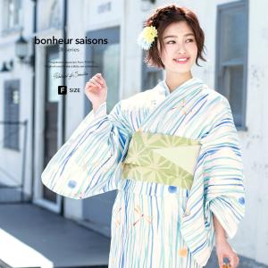 浴衣 3点セット（浴衣/半幅帯/下駄） ホワイト 白 青 紫 花唐草 花