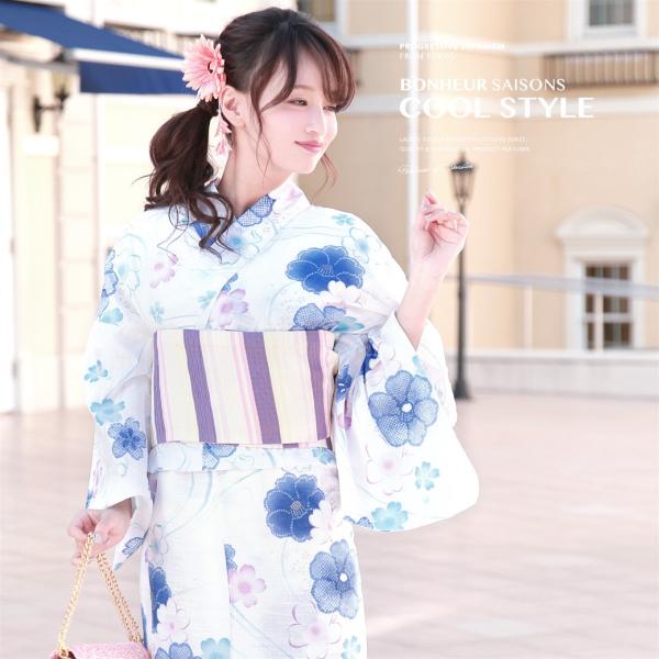 浴衣 レディース 3点セット （浴衣/半幅帯/下駄） bonheur saisons ボヌールセゾン...