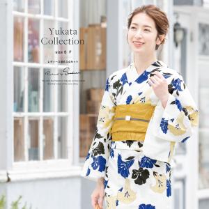 【2点セット】浴衣 兵児帯付き レディース 青 水色 百合 wy2 浴衣SALE最大77％OFF 7/31迄)【Prices down2】浴衣 レディース