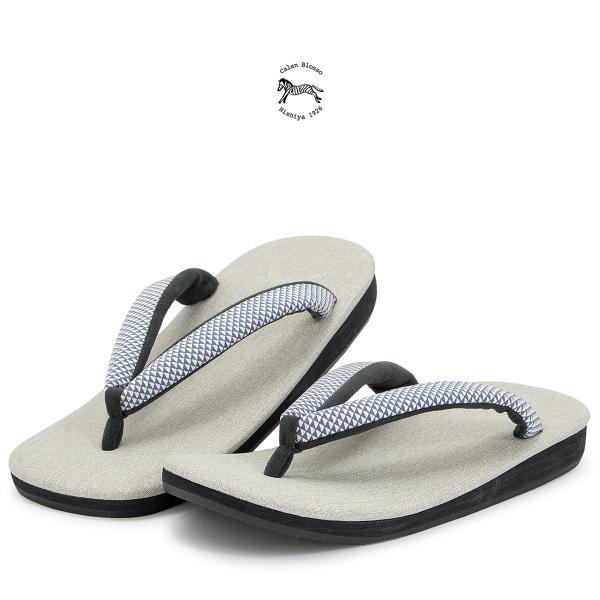 雪駄 メンズ ブランド 菱屋カレンブロッソ Calen Blosso 灰色 グレー 青 鱗 江戸小紋...