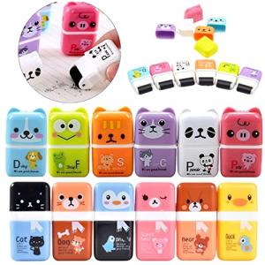 Leiasnow ローラー消しゴム 消しゴム 12種セット おもしろ文具 文房具 小学生 動物 子ども 小さい ミニ