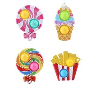 4個 キーホルダー スクイーズ玩具 プッシュポップ プッシュポップバブル おもちゃ フィジェットおもちゃ ストレス解消 減圧グッズ 洗える可能