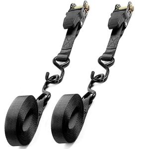 Runbod ラッシングベルト ラチェット式ベルト 黒 荷締機