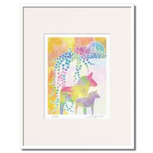 九馬 九頭馬 白馬 絵画 開運 絵 馬の絵 額装付き 風水 運気