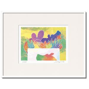 山内一生 「さぎ草」 工藝(小原和紙）4号 額装 花鳥 夏 : 書画肆