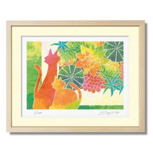 藤谷壮仁郎 オレンジのポピー　絵画　アート　作品　花の絵　インテリア　版画 絵画 花の絵 インテリア 壁掛け 版画 横長 玄関 おしゃれ 額入り