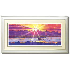 絵画 和風 壁掛け インテリア 版画 風景画 玄関 おしゃれ 額入り/絵画 朝日と共に/画家 藤谷壮...