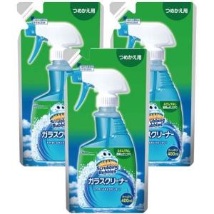 スクラビングバブル ガラスクリーナー 液体タイプ 詰め替え ( 400ml*3コセット )/ スクラビングバブル ( 窓掃除 くもりどめ 鏡 窓ガラス スプレー )｜soukai