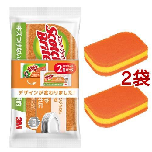 3M スコッチブライト  3層リーフ型 抗菌 キッチン スポンジ たわし ( 2個*2セット )/ ...
