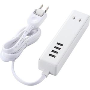 エレコム USB付き電源タップ 1.5m USB*4ポート(合計3.4A) AC*2個口 MOT-U11-2415WH ( 1個 )/ エレコム(ELECOM)