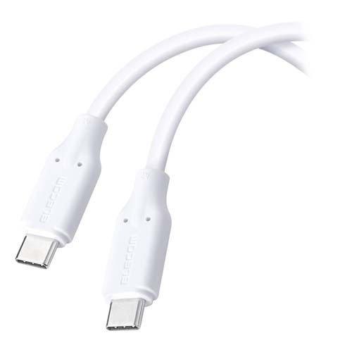 エレコム USB Type-Cケーブル 100W PD ブレーカー搭載 やわらかシリコン 1m 白 ...