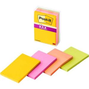 3M ポストイット 付箋 強粘着 ノート 75mm×50mm 4色 656SS-MC-5N ( 45