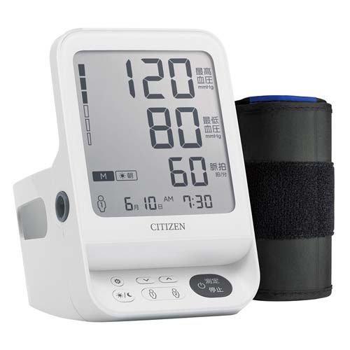 シチズン 上腕式血圧計 CHUH719 ACアダプター付属 大画面 置時計機能 2人分メモリー ( ...