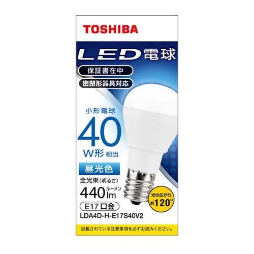 東芝 LED電球 昼光色 40W形相当 直下120度 LDA4D-H-E17S40V2 ( 1個 )...