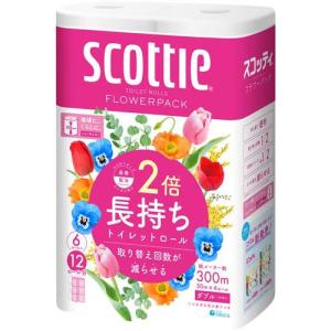 スコッティ フラワーパック 2倍長持ち トイレットペーパー 50m ダブル ( 6ロール )/ スコッティ(SCOTTIE) ( トイレットペーパー )｜soukai