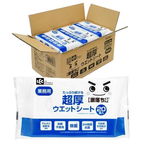 激落ちくん 掃除用 超厚ウエットシート 業務用 洗剤不使用 除菌 抗菌 ( 20枚入×12個 )/ ...