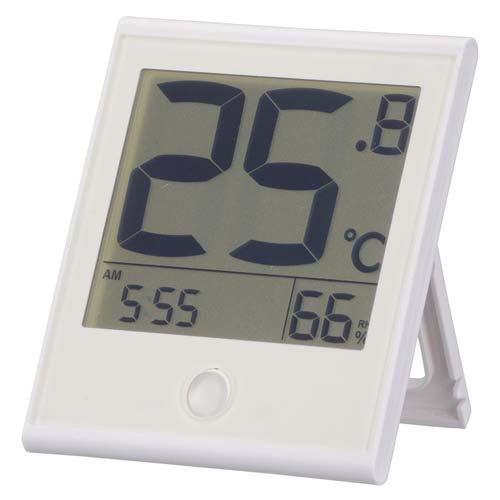 温度が見やすい温湿度計 快適表示＆時計付き ホワイト ( 1個 )/ OHM