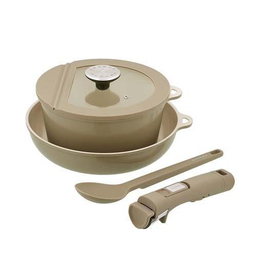 LIV PLUS ソノマ フライパン 5点セット IH ガス火対応 グレージュ LV-0402 ( ...