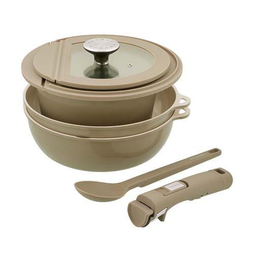 LIV PLUS ソノマ フライパン 7点セット IH ガス火対応 グレージュ LV-0403 ( ...