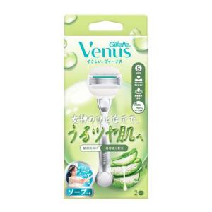 ヴィーナス うるツヤ肌 敏感肌むけ 5枚刃 本体+替刃2コ ( 1セット )/ ジレット ヴィーナス(Gillette Venus)