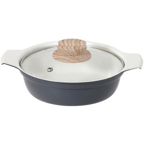 ビストロ・セラミック 卓上鍋 16cm IH ガス ガラス蓋付 グレー NQ-0411 ( 1個 )