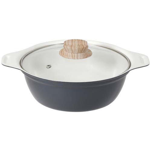 ビストロ・セラミック 卓上鍋 20cm IH ガス ガラス蓋付 グレー NQ-0412 ( 1個 )