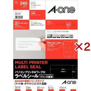 エーワン ラベルシール パソコン ワープロ SHARP 書院 12面 84×42mm 28179 ( 20シート×2セット )/ エーワン