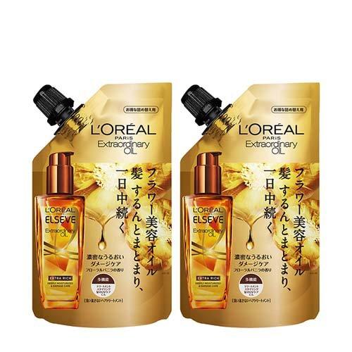 ロレアル パリ ヘアオイル エクストラリッチ フィニッシュ とてもしっとり 詰替 ( 90ml*2袋...