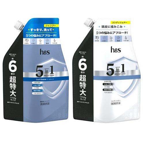 h＆s 5in1 クールクレンズ シャンプー＆コンディショナー セット 超特大詰替 ( 1セット )...