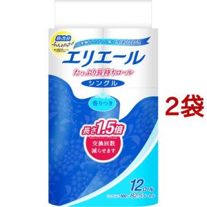 エリエール トイレットペーパー たっぷり長持ち 82.5m シングル ( 12ロール*2袋セット )...