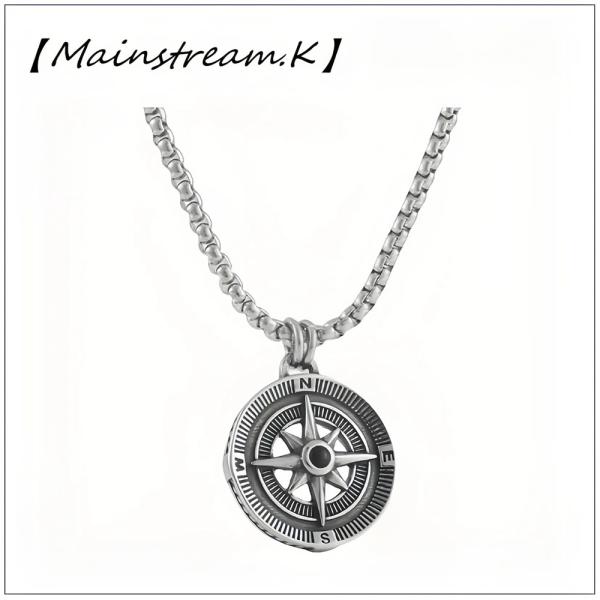 【Mainstream.K】方位磁針 コンパス N W S E シルバー925銀 ペンダント メンズ...